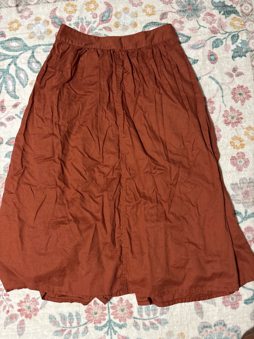 Madewell Button-Front Midi Skirt in Rust - Picture 2 of 6